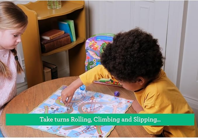 eeBoo: Slips &amp Ladders - Dragon Edition – A Classic Board Game of Ups &amp Downs Whimsical Fantasy Theme Holographic Foil Accents Kids 5+ 2-4 Players