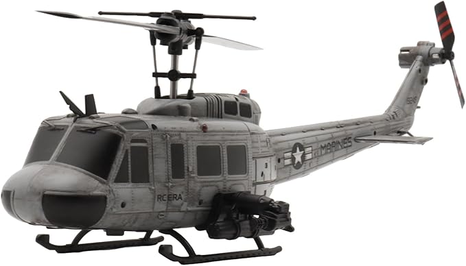 RC ERA C032 RC Helicopter 1/48 Scale 2.4G 6CH UH-1 Huey Flybarless RC Helicopter 6-Axis Gyroscope Stabilization with Altitude Hold &amp 3D Inverted Flight for Adults Enthusiasts(3 Battery)