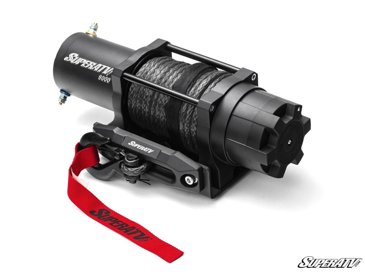 SuperATV Black Ops 6000 LB Winch Kit For UTV/ATV | Includes 50' Synthetic Rope | Permanent Magnet DC 12V, 1.9 HP Motor And More