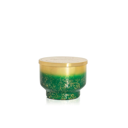 Capri Blue Crystal Pine Scented - Glimmer Inverted Jar Candles - Soy Candles - Holiday Candle with Emerald Green & Gold Ombre Glass Candle Holder (10 oz)