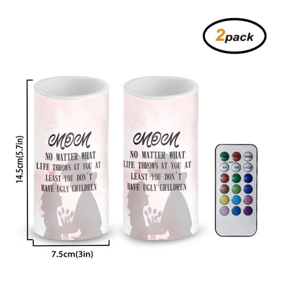 Luarisgur Mother Day Candles Battery Operated Flameless Candles with Remote Spring Decorations LED Fake Candles for Home Bedroom Mom Daughter Floral Print Table Decor 3 inch Set of 2