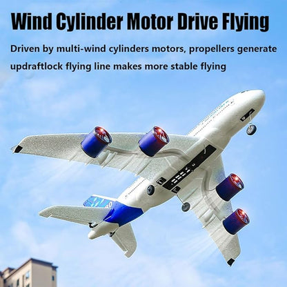 RC Airbus 747 A380 2.4G Remote Control Electric Plane Four Motor RC Airplane Toy RC Airliner with LED Lights Drop Resistant Aircraft 2 Batteries EPP Airplane for Beginners Kids Gifts (A-380)