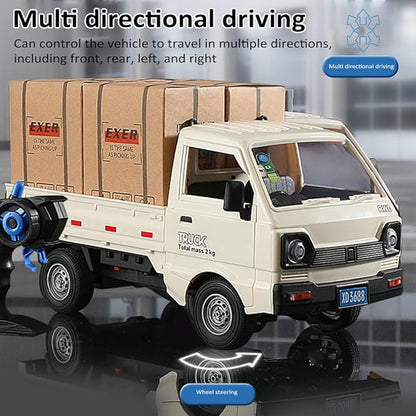 GoolRC Remote Control Car Kei Truck 1:16 Scale RC Transport Pickup Truck with Spray and Light 2.4GHz All Terrain RC Cars for Teens and Adults Christmas or Birthday Gift (Green)