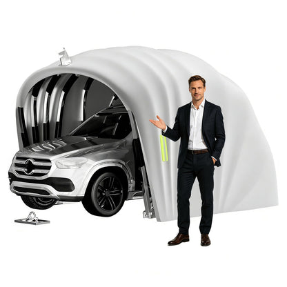 Semi Automatic Car Canopy, 19.35 x 8.8 Ft Garage Shelter with Heavy-Duty Oxford Fabric, Stainless Steel Frame - Waterproof, UV-Resistant, Windproof for Outdoor Vehicle Protection, Grey