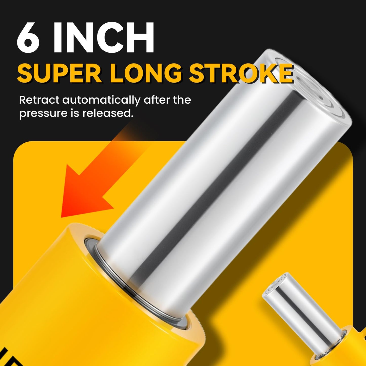 NEWTRY 30 ton Hydraulic Jack Cylinder Long Ram 6” Stroke Portable Hydraulic Industrial Lifting Porta Power Retract Automatically