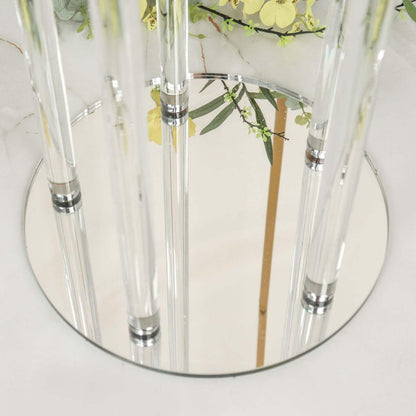 Efavormart 51" Clear 5-Arm Crystal Round Cluster Taper Candelabra Candle Holders, Votive Pillar LED Candle Holders with Round Mirror Base