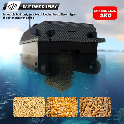 V080 Remote Control Bait Boat 12V High-Speed RC Bait Boat with 9 Fishing Zones and 180 Waypoints