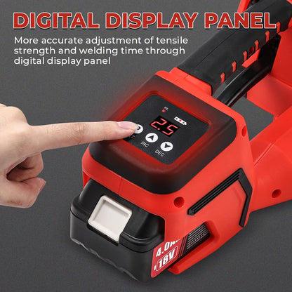Flyrivergo Automatic Electric Strapping Machine with Long-Lasting 2x4000mAh Battery | 0.4-0.62" Width PP/PET Strapping Tool | Digital Display, Easy to Use for E-Commerce & Warehouse Packaging
