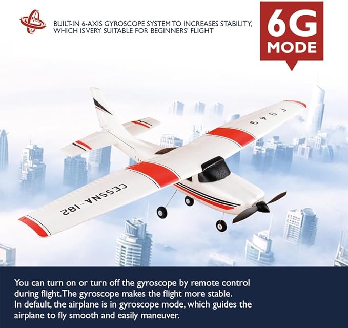 F949 RC Plane 720 Motor 3CH 2.4Ghz Remote Control Airplane EPP 3D6G RTF RC Airplane for Beginners Easy to Fly RC Glider with 2 Batteries Propellers Landing Gear (LED 2BSL+ Motor)