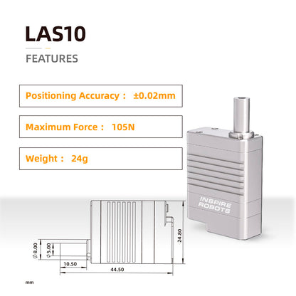 INSPIRE ROBOTS LAS High Precision Micro Linear Servo Actuator,Stroke 10mm,Force 7lbs(31.5N), Drive&Control Integrated| for Robotics,Industrial Automation,Biomedical Instrument,Education|LAS10-101D