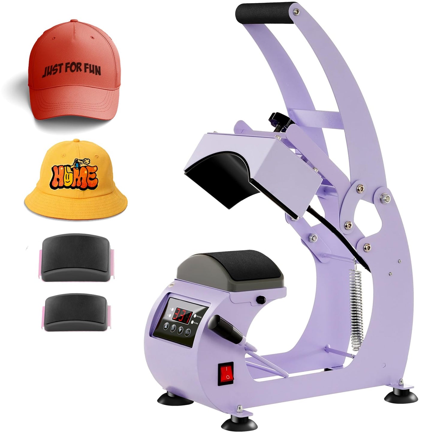 UOKRR Hat Press Machine - Hat Heat Press Machine for Caps with Precise Temp Timer & 2 Interchangeable Platens for HTV & Sublimation Projects