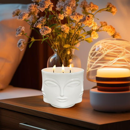 Strong Vanilla 3 Wick White Large Candle, 20oz, Ceramic, Outdoor Scented Candles, 100% Soy, for Home Scented, Yoga, Meditation, Patio, Table Decor, Beautiful Candle Jars