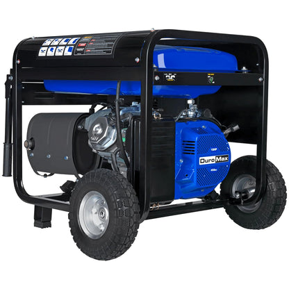 DuroMax Gas Powered Portable 12000 Watt-Electric Start-Home Back Up & RV Ready, 50 State Approved Generator, Blue, Black