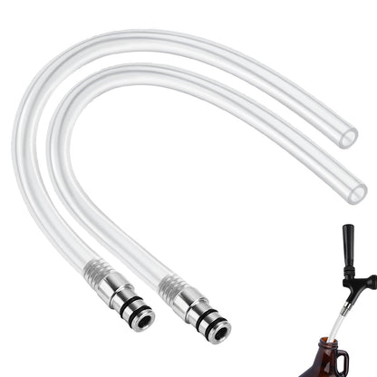 2PCS Growler Filler Tube Hose,12'' 5/16" I.D Silicone Growler Filling Tubing Leak-free Beer Jug Filler Funnel,Stainless Bottle Filler Barb Fitting Fit ID12.63-12.7mm Kegerator Tap Beer Faucet Outlet