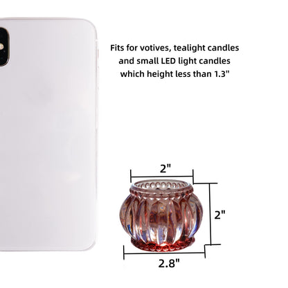 Woho Rose Gold Tealight Candle Holder Set of 6 for Valentines Day Decor, Glass Tea Lights Candle Holder for Wedding Party, Votive Candle Holders for Table Centerpiece
