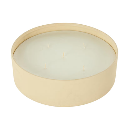 Deco 79 Metal Decorative Candle Juicy Black Cherries Scented Textured 59oz 5 Wick Aromatherapy Candle with White Wax, Wax Aromatherapy Candle 9" x 9" x 3", Beige
