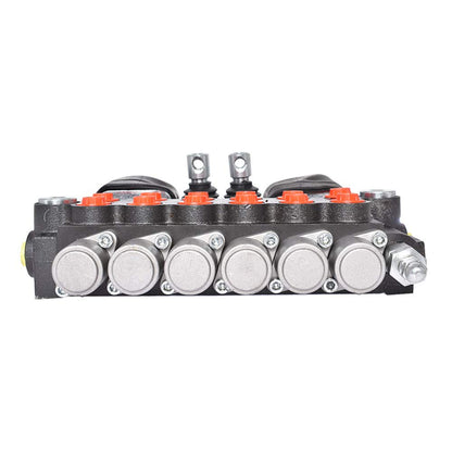 findmall 6 Spool 11GPM 3625PSI Hydraulic Directional Control Valve with 2 Joystick, SAE Ports Double Acting Valve for Small Tractors, Tractors, Loaders, Log Splitter