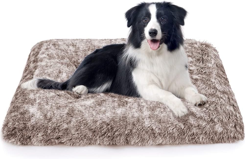 ULIGOTA Dog Bed Crate Pad Plush Soft Dog Crate Bed for Small Medium Large Dogs and Cats Washable Anti-Slip Kennel Crate Mats for Sleeping and Anti AnxietyS