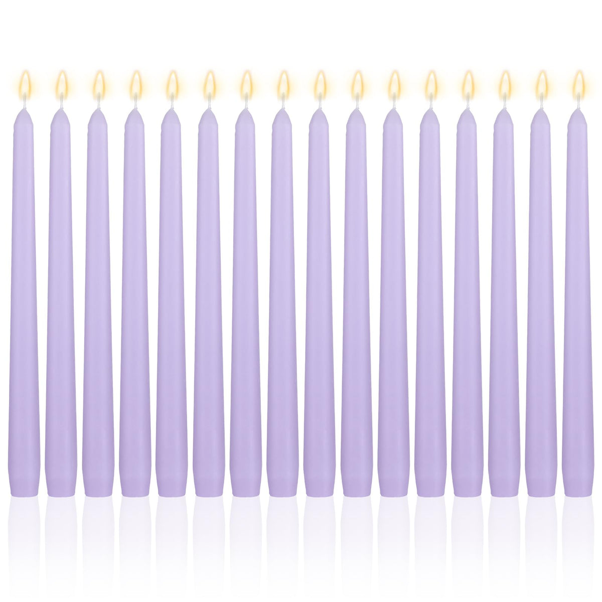 MTLEE 16 Pcs 10 Inch Long Tapered Candle Stick Bulk Smokeless Unscented Burning Candlestick Paraffin Wax with Cotton Wick for Valentine's Day Baby Shower Wedding Holiday Party Church(Light Purple)