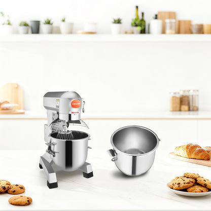Happybuy 20Qt Commercial Food Mixer with Timing Function， Commercial Mixer 1100W Stainless Steel Bowl Heavy Duty Electric Food Mixer Commercial with 3 Speeds Adjustable, Perfect for Bakery Pizzeria