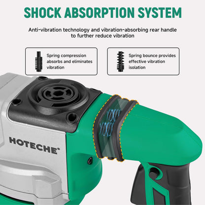 Hoteche 1500W SDS Max Electric Demolition Jack Hammer for Concrete Drilling with Drill Bit, Chisel and Carrying Case