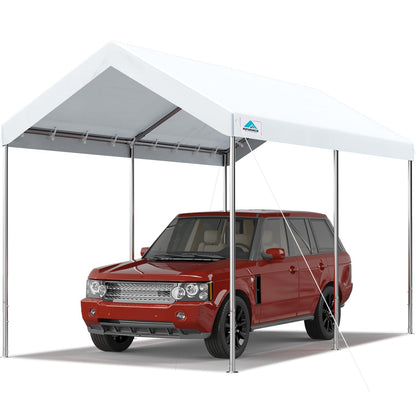 ADVANCE OUTDOOR 10x15 ft Heavy Duty Carport Potable Car Canopy Garage Party Tent Boat Shelter, Adjustable Height from 9.5 ft to 11 ft, White