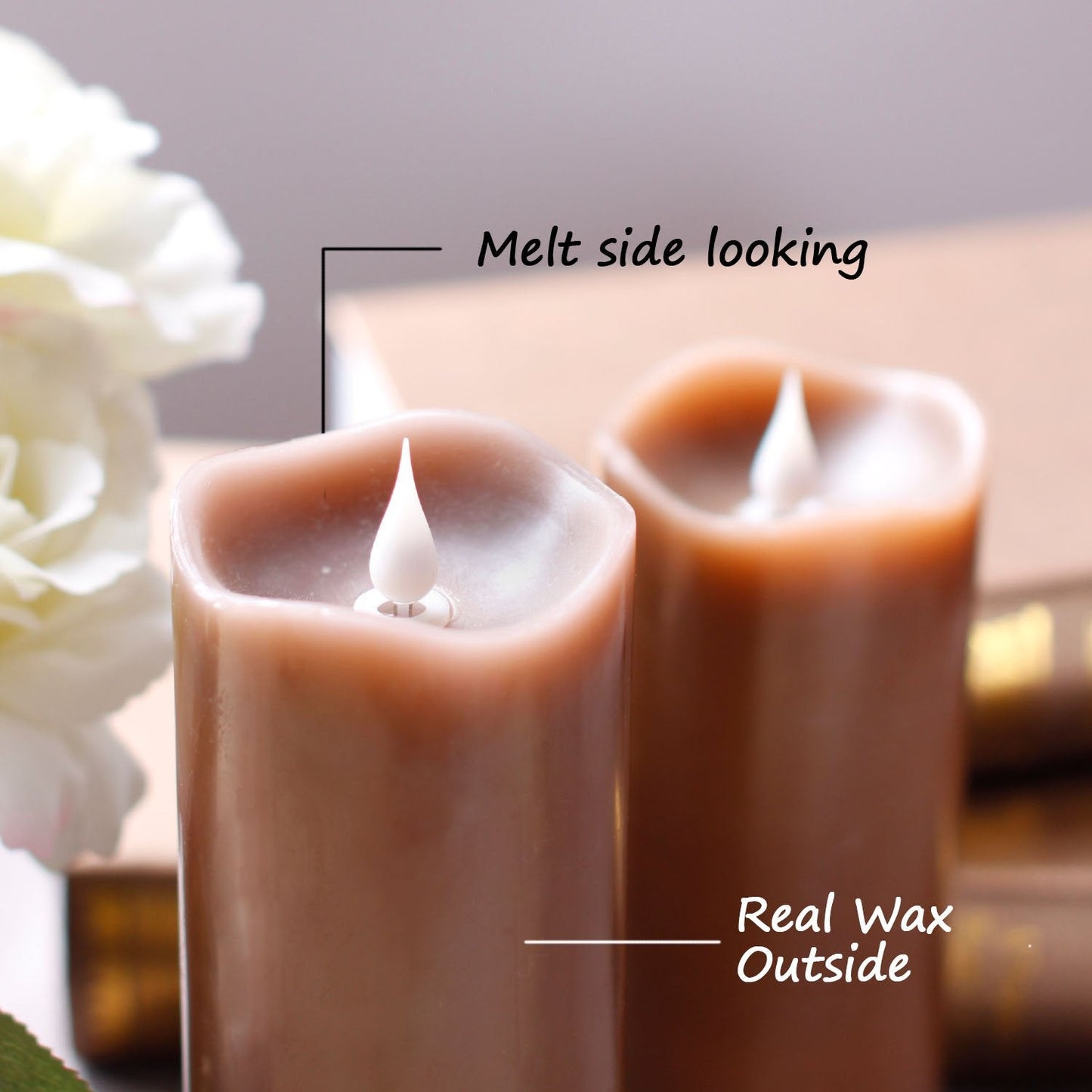 3D Moving Flame Led Candle With Timer, Dancing Flame Led Candle for Home Halloween Decoration, 3x5 Inch, Brown