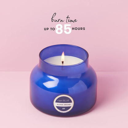 Capri Blue Signature Jar Candles - Long Lasting Soy Wax Blend - Luxury Tropical Scented Candles - Comes in Blue Decorative Glass Jar (Aloha Orchid, 19 oz)