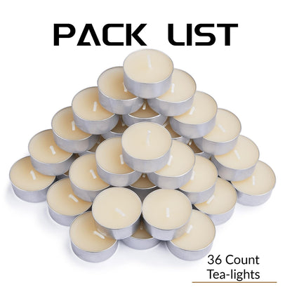 Natural Ivory White Beeswax Tealight Candles in Metal Aluminum Cup - Organic Small Candle Natural Scent Smokeless 4-5 Hours Burning - Pack of 36