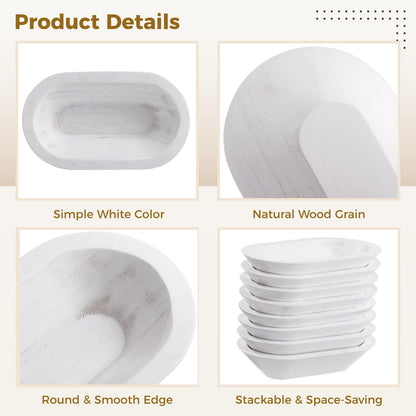 DORMIYA 8 PCS Wooden Dough Bowls, Rustic Wooden Candle Bowl for Decor, Woodens Dowls for DIY Candle Home Crafts Making, Farmhouse Decoration (White-8PCS)