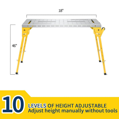 Welding Table 46x18 Inch - Welding Workbench Table 1000Lbs Load Capacity Steel on Wheels, Work Bench Adjustable Height with Folding Legs & 3 Tilt Angles, Three 1.1" Slot (46x18 in 1000lbs)