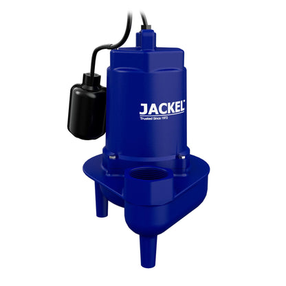 JACKEL SEW501CIT 1/2 HP 9300 GPH Cast Iron Submersible Sewage Pump with Piggy-Back Tethered Float Switch