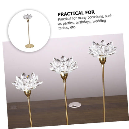 SHINEOFI Crystal Lotus Metal Candlestick Holder Small Gold, Wedding Candlelight Dinner Decoration, Tabletop Candle Centerpiece for Home and Event Use