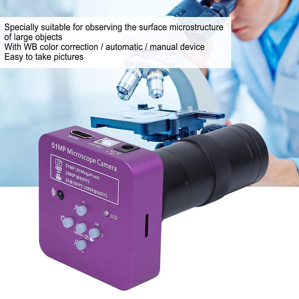 HDMI Digital Microscope Camera 51MP 120X C Mount Lens Industrial USB Video Microscope for Electronics Repair Soldering Inspection with Remote Control