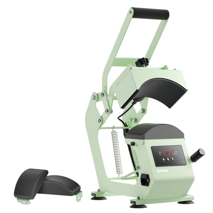 Hat Press Heat Machine for Caps with 2 Platens, Precise Temp&Timer Control, Hat Heat Press with Timer Auto Starter, Sublimation Hat Press for Trucker Hat & Iron on Vinyl, Heat Transfer (Light Green)