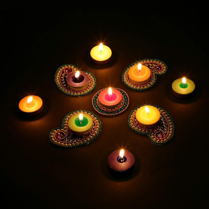 Smokeless Multicoloured Unscented Candles, 3-Hour Burn Time, Set of 50
