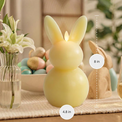 Luminara Easter Bunny Candle- Lemon Chiffon 4.5" x 4.5" x 8.5"- Flameless Real-Flame Holiday-Inspired Decor- AA Batteries- Flickering LED Flame