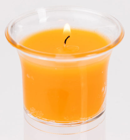 Hyoola Clear Cup Scented Votive Candles - Tropical Mango - 12 Hour Burn Time - 4 Pack - European Made