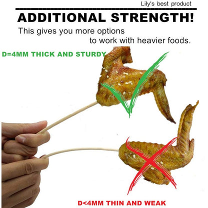 12" Natural Bamboo Skewers for BBQ，Appetiser，Fruit，Cocktail，Kabob，Chocolate Fountain，Grilling，Barbecue，Kitchen，Crafting and Party. Φ=4mm, More Size Choices 6"/8"/10"/14"/16"/17.5"/30"/36"(1000 PCS)