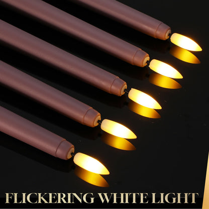 Macarrie 24 Packs Flameless Taper Candles Battery Operated Fake 11 Inch Long Candlelight LED Flameless Candlesticks Flickering Tapered for Summer Fall Wedding(Light Purple)