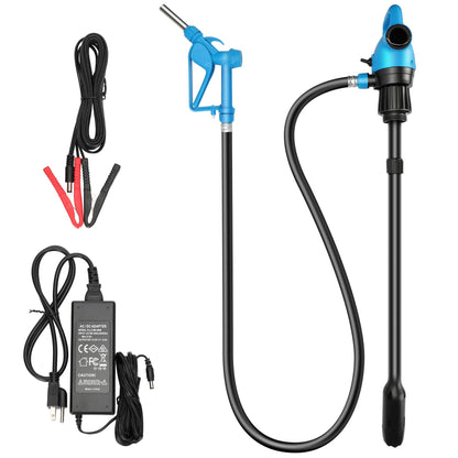 Electric Drum Barrel Pump, 12V DC/100-240V AC Power, 55 Gallon Drum Pump with 2-Inch Bung Adapter, 7.4 GPM Flow Rate, Suitable for DEF, Diesel, Antifreeze, Water-Based Fluids