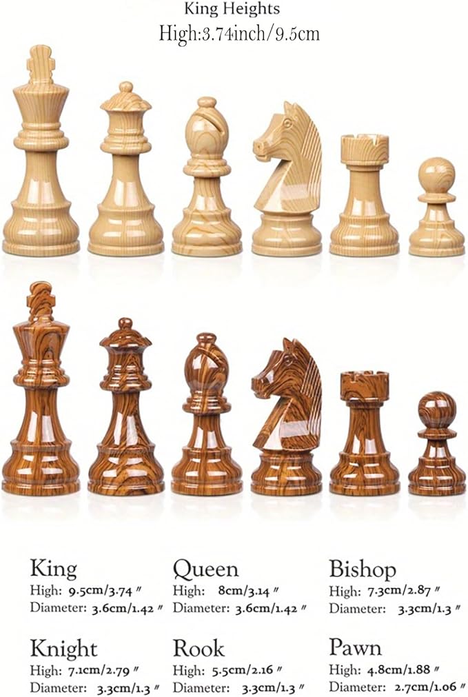 20 Extra Large Folding Chess Set - Walnut Wood Board &amp Weighted PVC Pieces - Portable Tournament Game for Adults Travel Gifts (Perfect for Beginners &amp Adults)