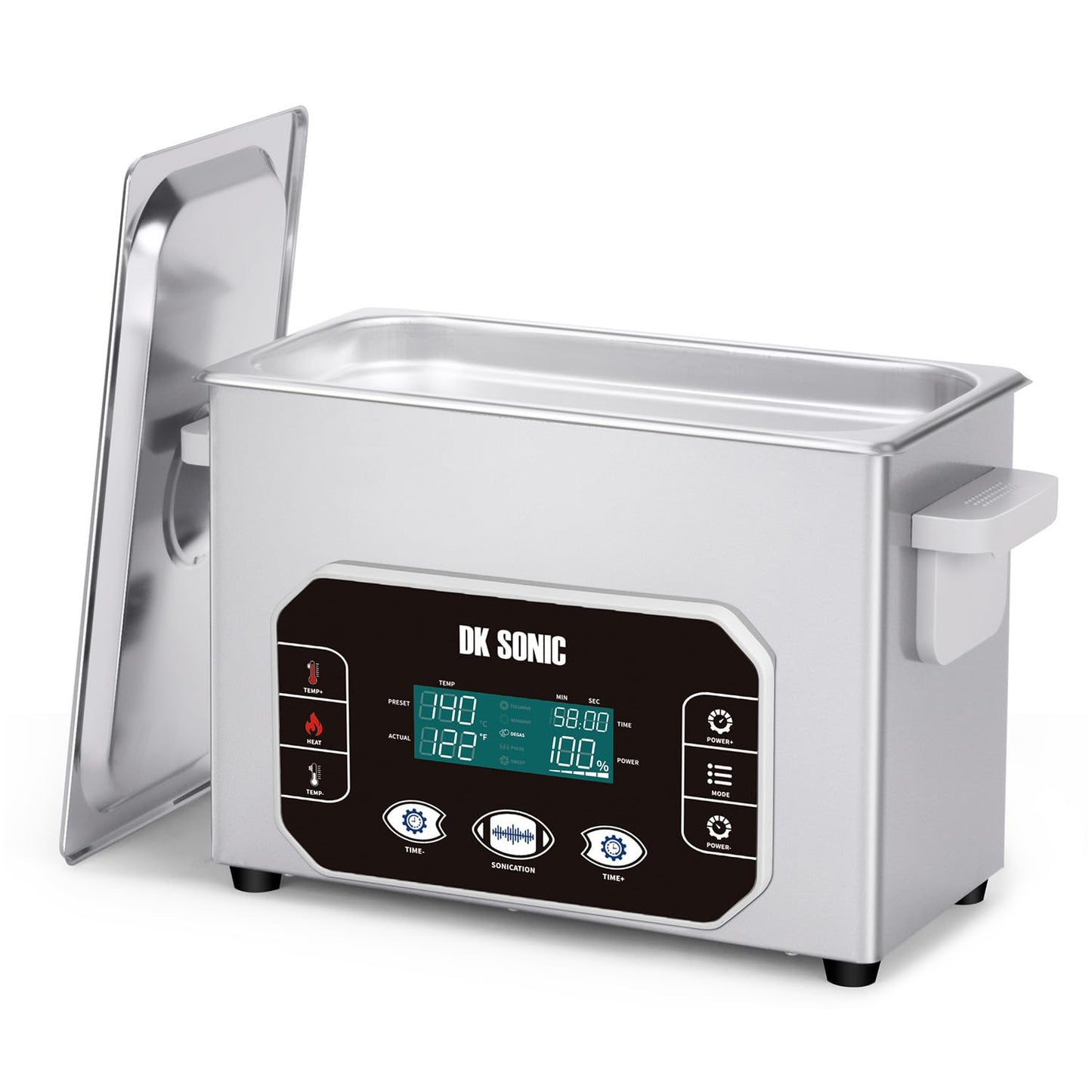 DK SONIC Professional Ultrasonic Cleaner 4L,120W Precision Ultrasonic Jewelry Cleaner with Smart Touch Control, Five Modes for Glasses,Chains,Watches,Coins (Include Basket)