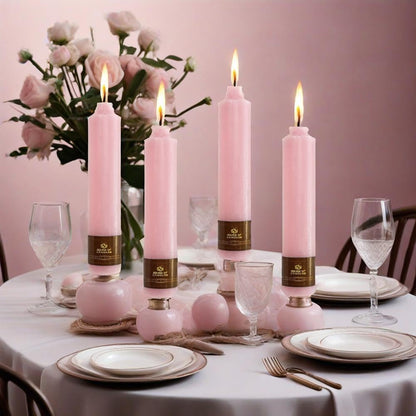 4 PCS Handmade Taper Candle Pink Small Candlesticks 7 inch Short Candlesticks for Dinner Household Wedding Party Home Décor