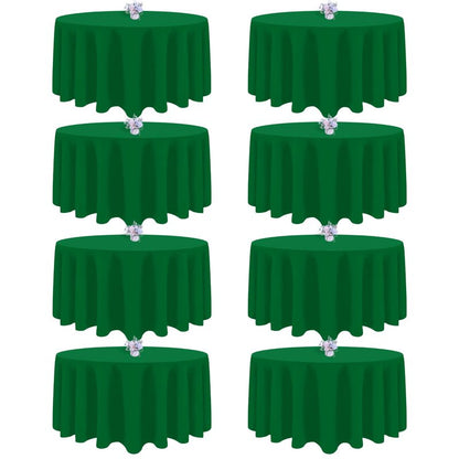 pepmily 8 Pack Green Round Tablecloth 90 Inch Round Table Cloth, Wrinkle Resistant and Washable Tablecloth Polyester Fabric Table Cloth Round Cover for Dining Wedding Banquet Party