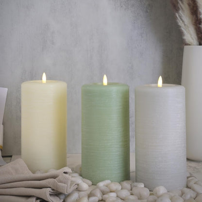 LumiPur Signature Natural Glow Flickering Flameless LED Wax Pillar Candle (3.5" x 5", Gray Fog)