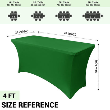 Obstal 5ft Stretch Spandex Table Cover for Standard Folding Tables - Universal Rectangular Fitted Tablecloth Protector for Wedding, Banquet and Party