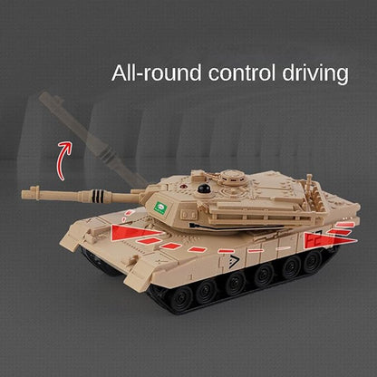 2.4GHz Mini RC Tank Toy with LED and Rotating Turret. The Ultimate Military Toy for Boys and Girls (Yellow)