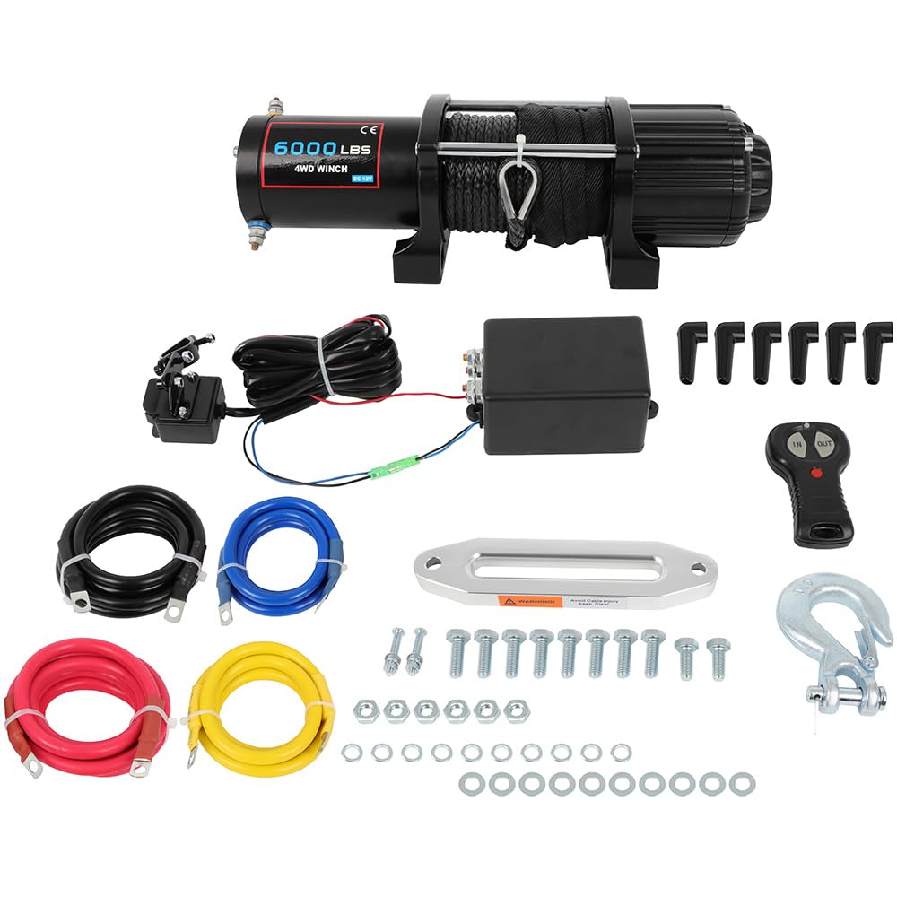 SCITOO Heavy-Duty 6000 Lb. Synthetic Rope ATV UTV Winch - with Wireless Remote Heavy Duty ATV UTV Winch