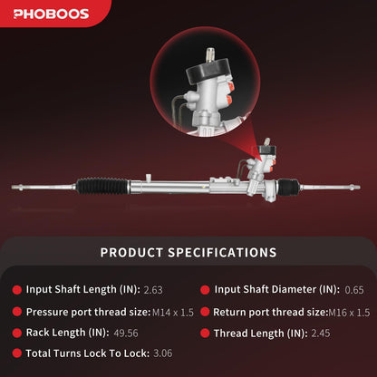 PHOBOOS Hydraulic Power Steering Rack and Pinion Assembly Compatible with Volkswagen Beetle 1998-2010, Golf 2000-2006, Jetta 2000-2005. New Unit, Leak Resistance, Direct Fit, Ref. 26-9008